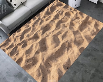 Sea Sand Pattern Rug, Non-Slip Beach Ocean Decor Rug