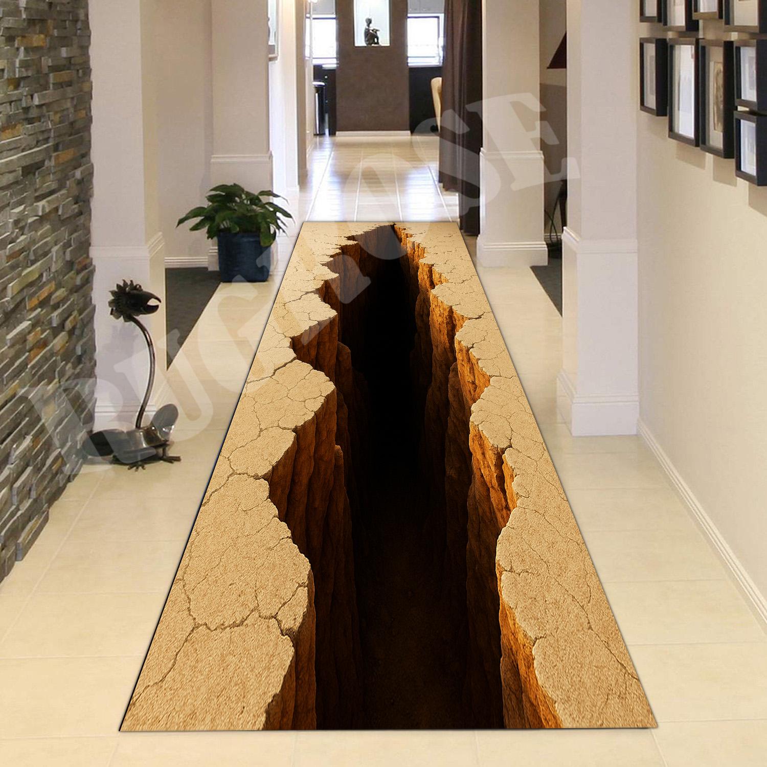 3D Crack Runner Rug, Optical Illusion Hallway Rug - Etsy