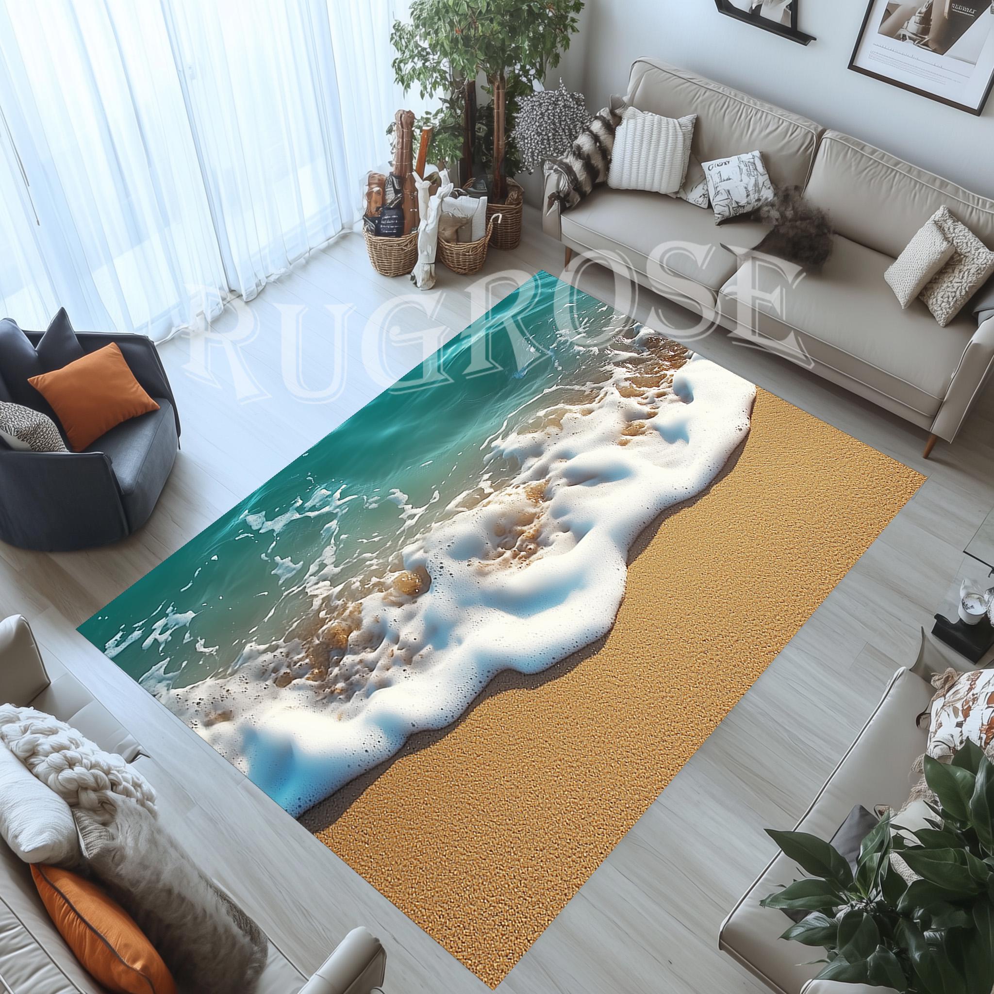 Wave Rugs Beach Wave Rug, 3D Nautical Ocean Theme, Non-slip Cotton Base - Etsy
