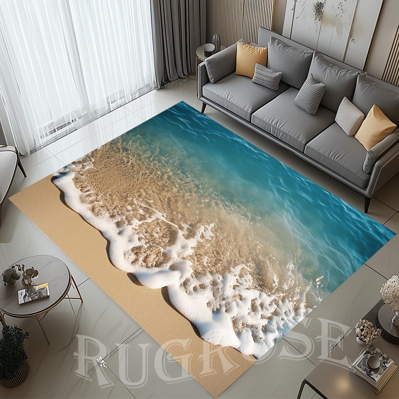 Ocean Waves Beach Rug, Nautical Decor, Summer Sea Rug - Etsy