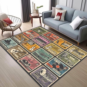 Music Instruments, Music Decor Rug, Music Room Rug, Music Design Rug, Decoration Rug, Gift Decor Rug, Retro Music Rug, Area Rug,Popular Rug