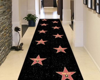 Hollywood Star Runner Rug, Personalized Gift, Custom Area Rug
