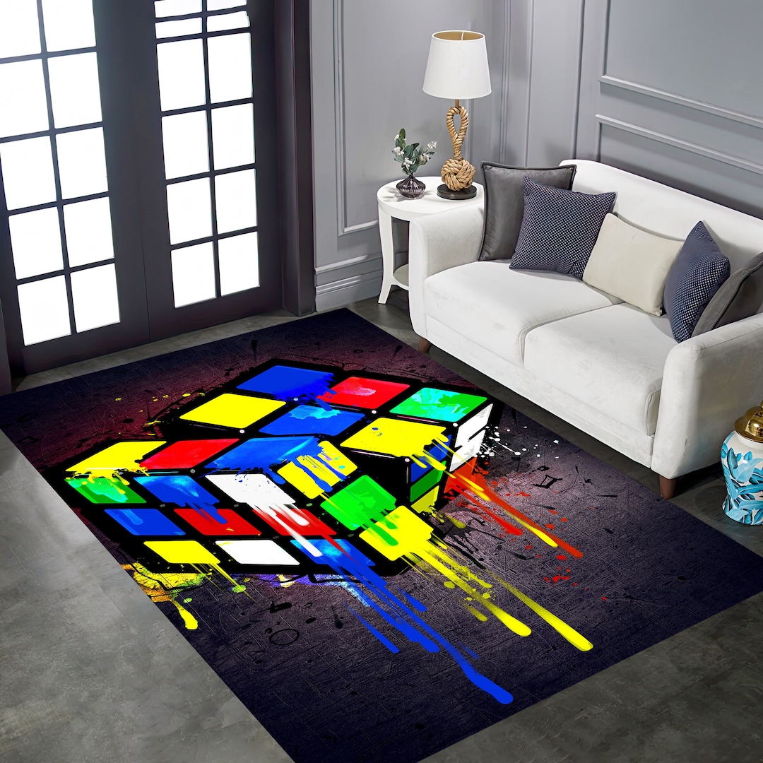 Rubik's Cube, Rubik's Cube Rug, Gift Rug, Decor Rug,children Rug ...
