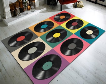 Platentapijt, katoenen vloerkleed muziekcollage