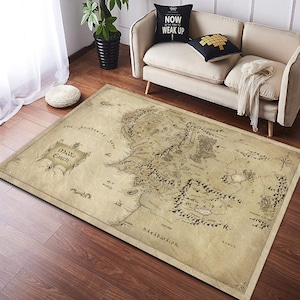 Ringe Karte,Herr Der Ringe, Fantastischer Teppich, Herr der Ringe Teppich, Design Teppich,Designer Teppich,Fan Map Teppich, Rutschfester Teppich