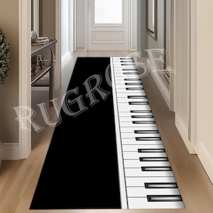 Piano Keys, Piano Rug, Runner Piano Keys Rug, Music Runner Rug, Hallway Rug,Music Rug,Piano Keys Rug,Modern Runner Rug,Music Cotton Area Rug