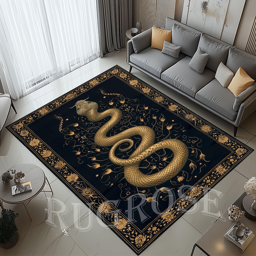 Snake, Snake Pattern Rug, Gold Snake Rug,snake Area Rug, Animal Decor ...