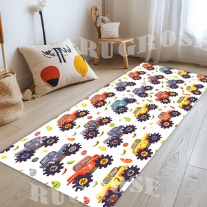 Truck Rug, Cute Truck Rug, Truck Runner Rug, Monster Truck Rug,Monster Truck  Long Rug, Boys Runner Rug, Kids Room Rug, Boys Kids Rug