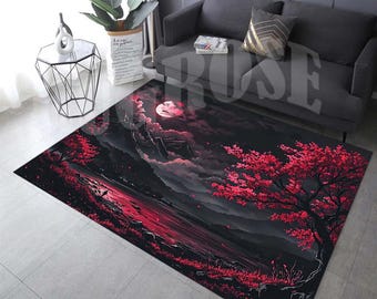 Cherry Blossom Area Rug, Japanese Sakura, Spring Home Decor