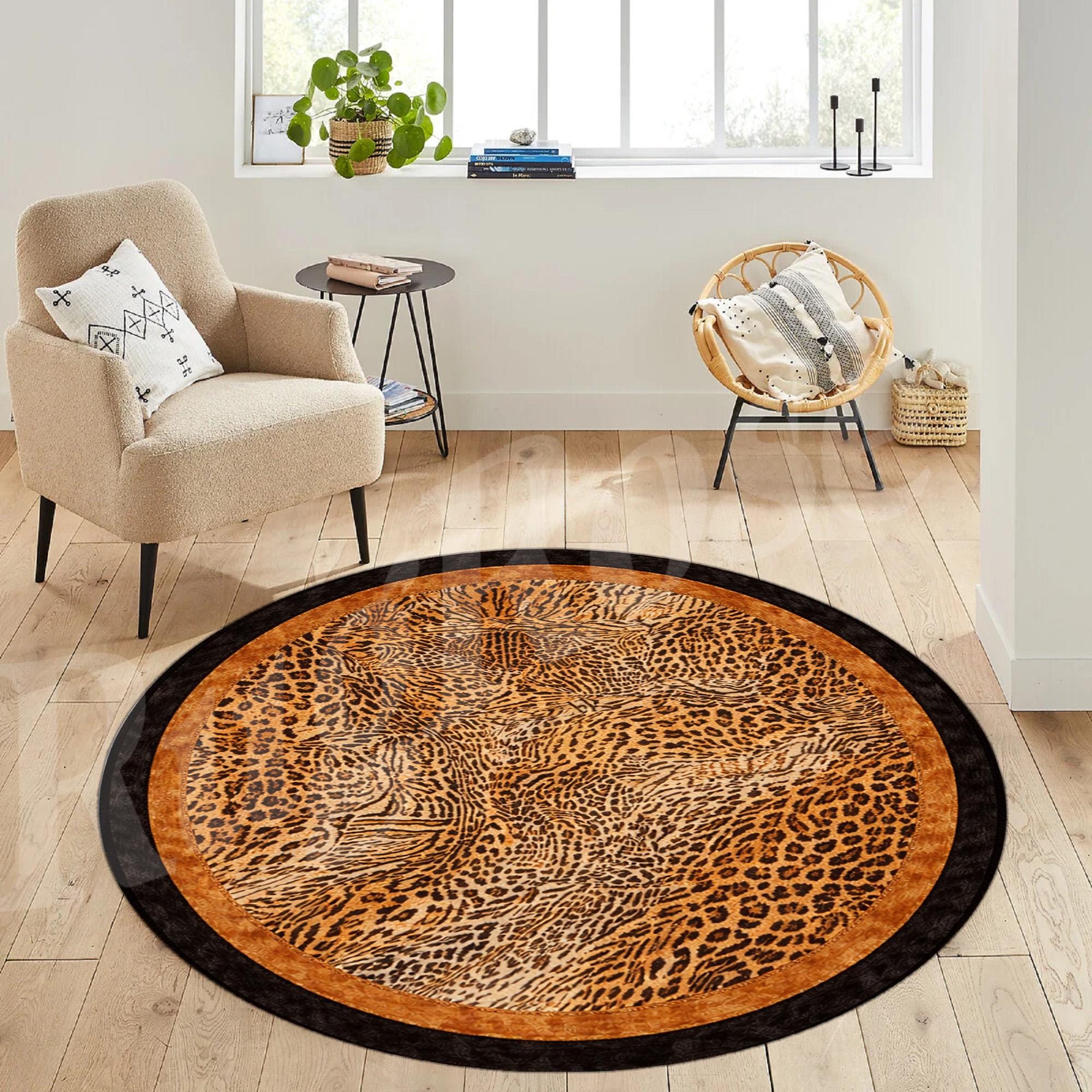 Leopard Print Round Area Rug, Animal Decor - Etsy