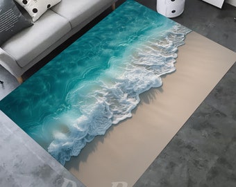 Tappeto da spiaggia, tappeto da mare, tappeto da onda marina, tappeto da onda di sabbia, tappeto nautico, tappeto da spiaggia trasparente, tappeto da oceano, tappeto estivo, tappeto da onde giganti, tappeto da superficie dell&#39;acqua