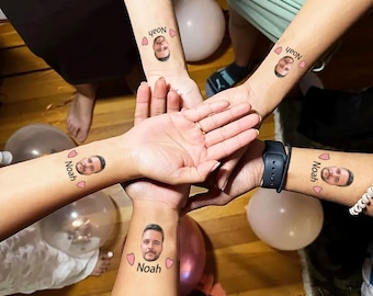 Custom Temporary Tattoos, Bachelorette Party Favors, Tattoos Stickers, Custom Personalized Party, Wedding Favor, Tattoo, Head Tattoo, Reception