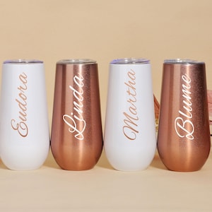Personalized Champagne Tumbler,Bridesmaid Flute,Bachelorette Wine Glass Party,Wedding Gift,Bridesmaid Gifts for Her,Tumbler with Lid,Tumbler