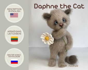 Crochet pattern Cat Daphne, PDF in English, in Lt and in Ru. This MK includes complementary crocheting descriptions for chamomile.
