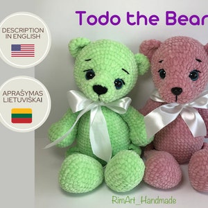 Crochet pattern Todo the Bear in Eng, and in Lt, PDF file, amigurumi, pattern bear, crochet pattern, MK, home accessories, toy gift