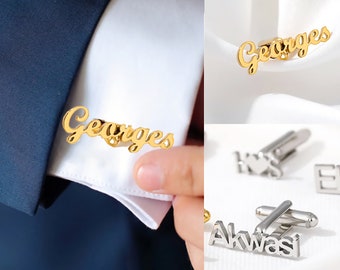Custom Vintage Initals Cufflinks, Personalized Couples Name Cufflinks, Customized Gold Groomsmen Cufflinks, Father Bride Memory Cufflinks