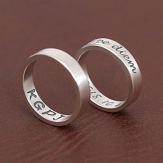 Personalized Hollow Out Name Rings For Couples In Sterling Silver