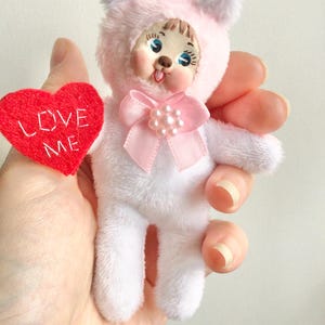 Vintage Valentines Kitschy Rushton clay face inspired bear plushie art doll