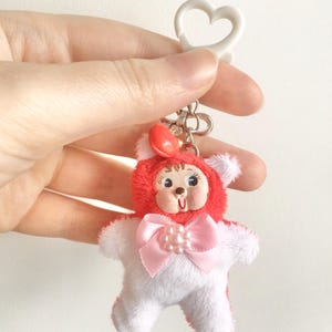 Miniature Vintage Valentines Kitschy Rushton clay face inspired bear plushie art doll keychain Keyring