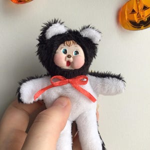 Vintage Halloween Kitschy Rushton inspired clay face bear plushie