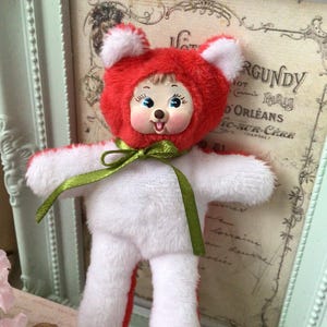 Vintage Christmas Kitschy Rushton clay face inspired bear plushie art doll