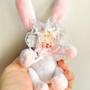Vintage Kitschy Rushton clay face rubber face inspired bunny plushie art doll