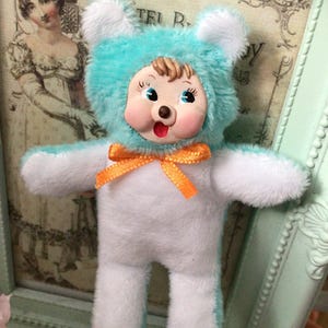 Vintage Kitschy Rushton inspired clay face bear plushie