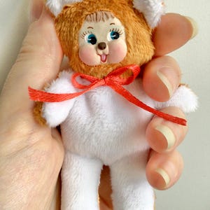 Vintage Christmas Kitschy Rushton clay face inspired bear plushie art doll
