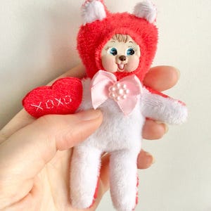 Vintage Valentines Kitschy Rushton clay face inspired bear plushie art doll