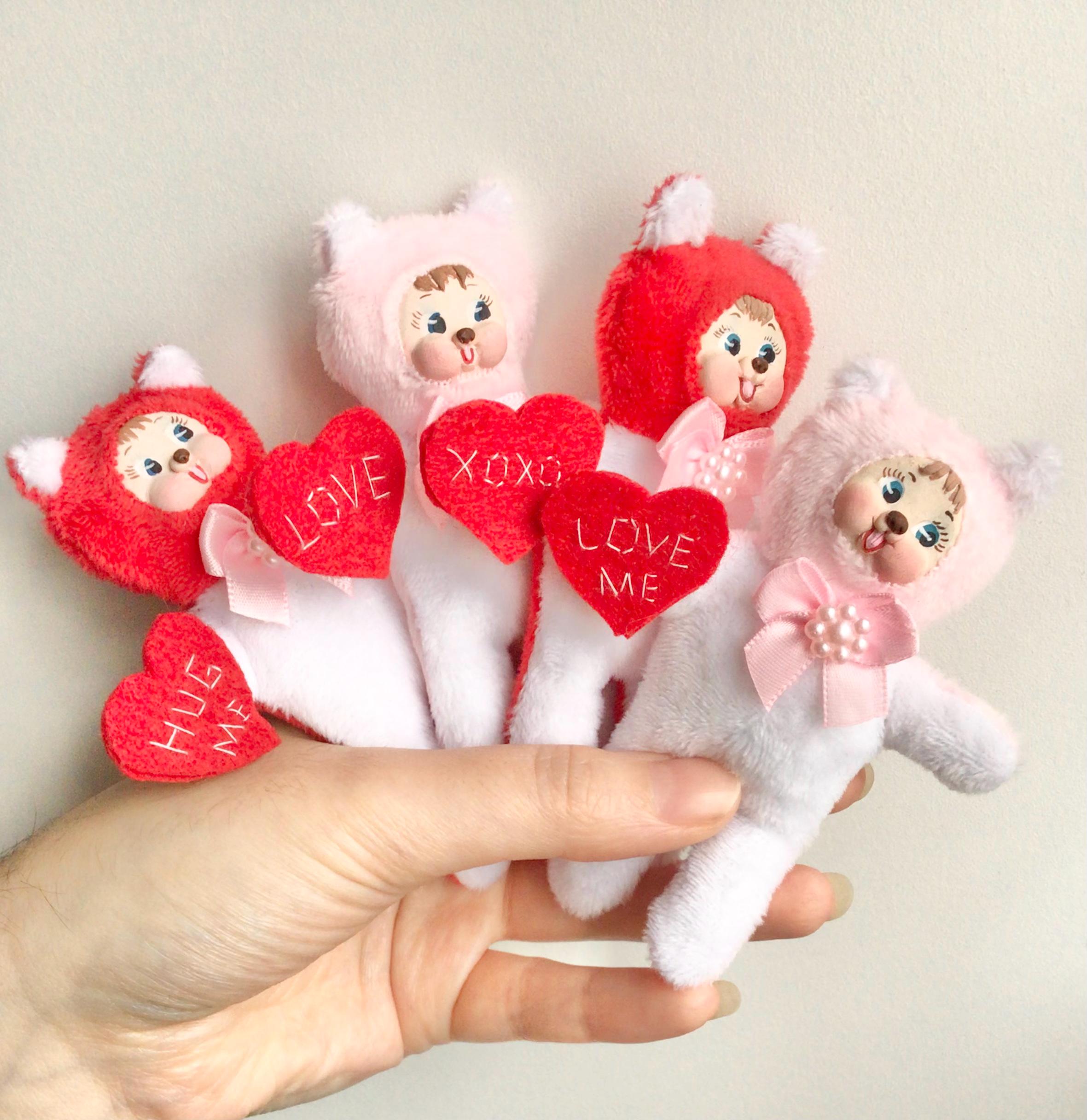 Vintage Valentines Kitschy Rushton Clay Face Inspired Bear Plushie