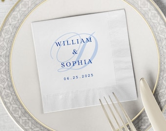 Custom Wedding Napkins, Personalized Wedding Napkins, Monogram Cocktail Napkins, Wedding Cocktail Napkins, Minimalist Wedding Table Decor