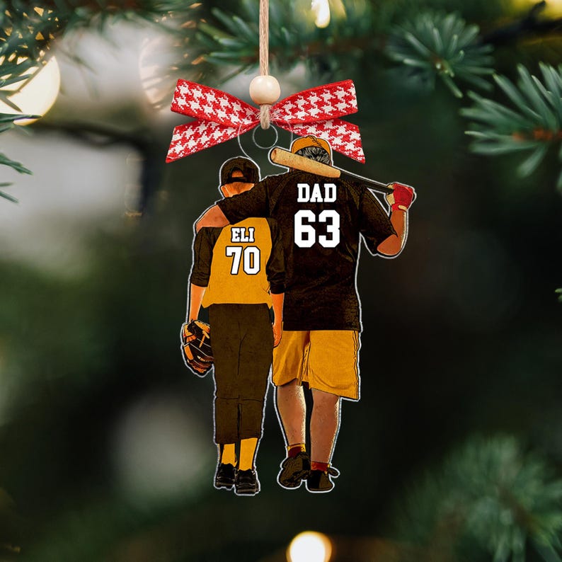 Personalized Baseball Dads Ornament, Custom Sport Ornament, Father and