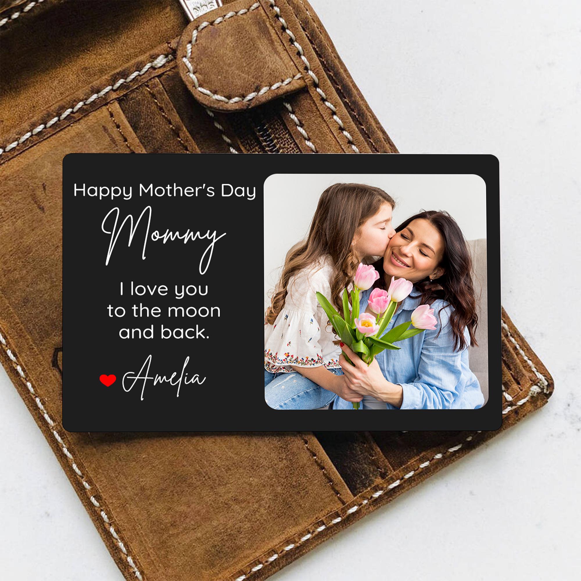 Personalisierte Foto-Geldbörsenkarte aus Metall, personalisierte Geldbörsenkarte, Metall-Andenkengeschenk zum Muttertag, Ehemann, Ehefrau, Papa, Mama, Freund