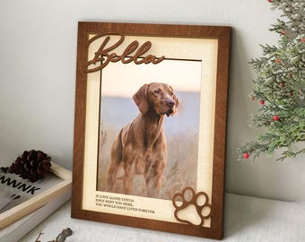 Personalized Memorial Dog Photo Frame with Name, Personalized Memorial Pet Sign, Dog Memorial Gifts, Pet Loss Gift, Cat Sympathy Loss Gift