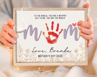 DIY Handprint Sign For Mom, Mom Handprint Art, Personalized Mother's Day Gift, Handprint Art for Grandma, Mother's Day Sign, Hands Down