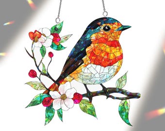Robin Suncatcher Ornament, When Robins Are Near, Robin Gifts, Robin Christmas Tree Decoration, Memorial Window Hanging, Robins Memorial Gift