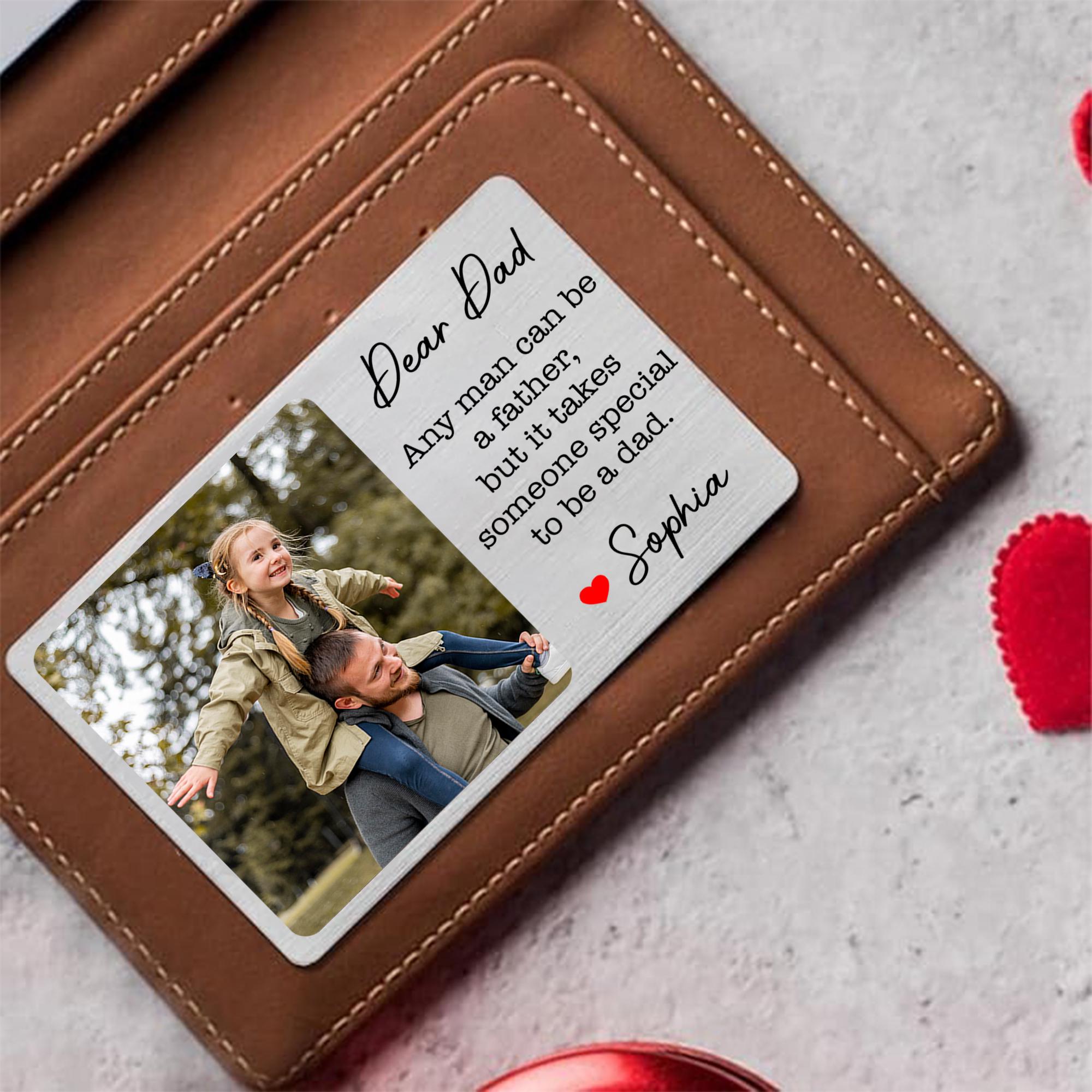 Personalisierte Foto-Geldbörsenkarte aus Metall, personalisierte Geldbörsenkarte, Metall-Andenkengeschenk zum Muttertag, Ehemann, Ehefrau, Papa, Mama, Freund