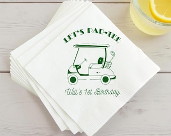 Personalized Golf 1st Birthday Napkins, Let's Par Tee Napkins, Golf Theme Party Napkins, Masters Golf Napkins, Golf Birthday Beverage Napkin