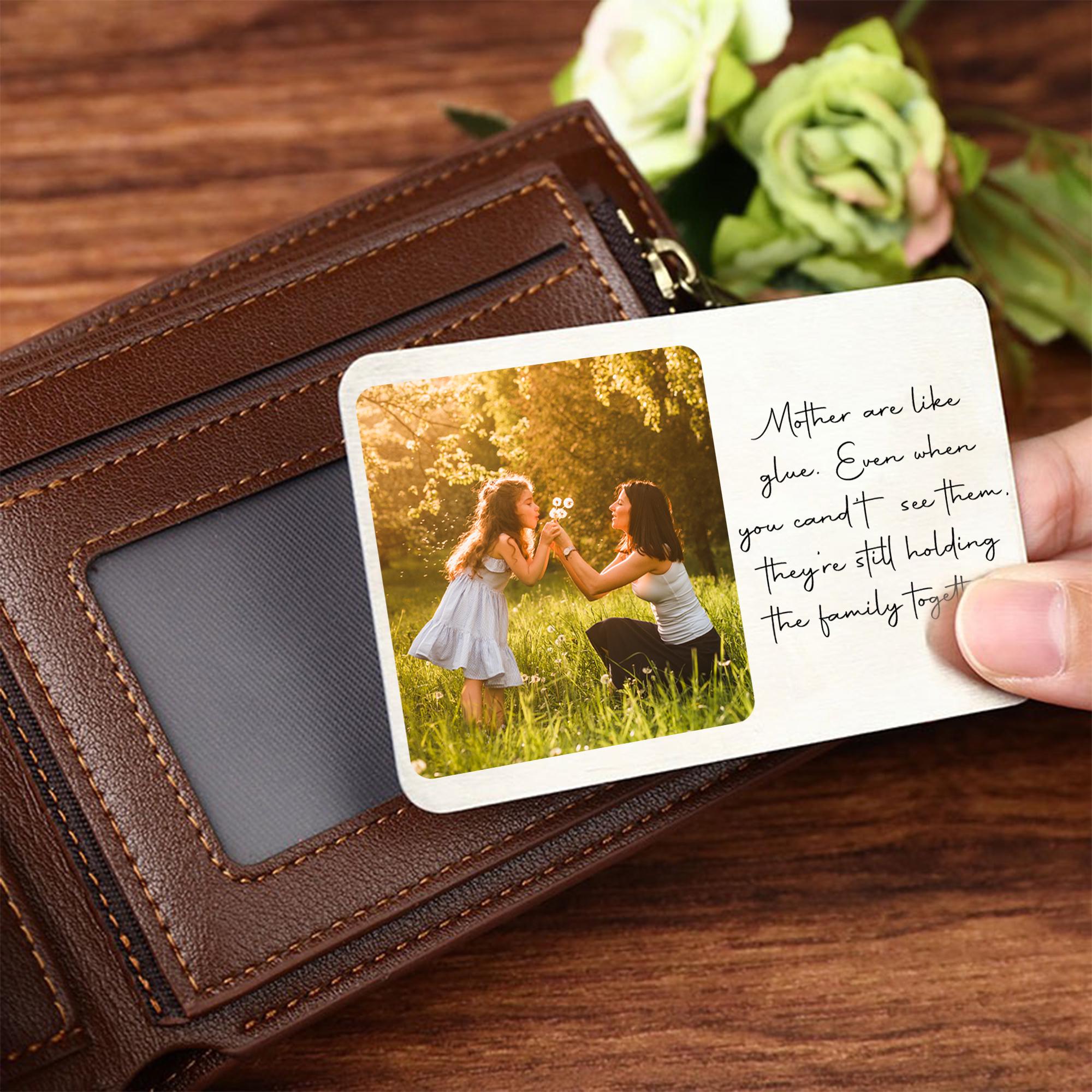 Personalisierte Foto-Geldbörsenkarte aus Metall, personalisierte Geldbörsenkarte, Metall-Andenkengeschenk zum Muttertag, Ehemann, Ehefrau, Papa, Mama, Freund