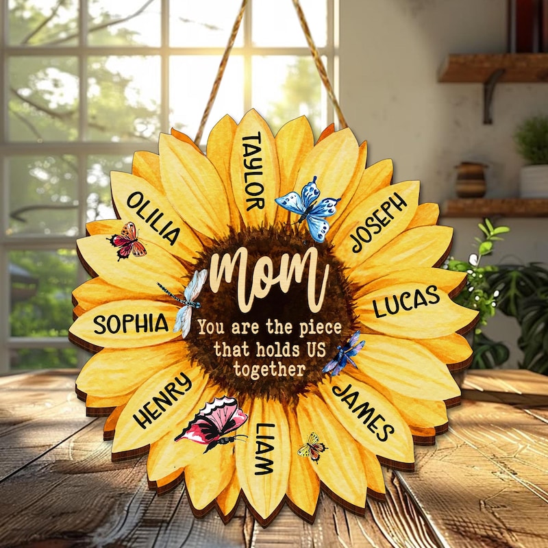 Personalized Sunflower Wall Sign For Mom And Child's