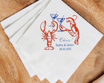 Custom Beach Wedding Napkins, Coastal Bachelorette Party, Cheers to Forever