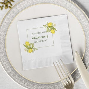 Lemon Bridal Shower Custom Napkins Personalized Bridal Shower Napkin Italian Bridal Shower Cocktail Napkins Custom Bridal Shower Decor