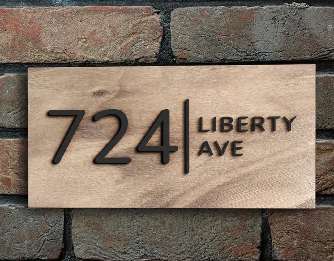 Personalized Wooden House Number Sign Outdoor Address Number Etsy