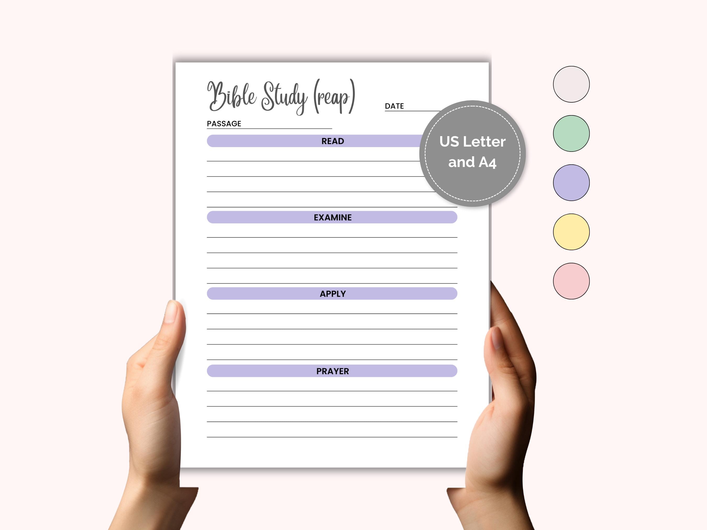 REAP Bible Study Method Printable Worksheet, Scripture Study Template ...