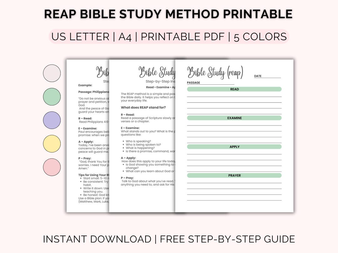 REAP Bible Study Method Printable Worksheet, Scripture Study Template ...