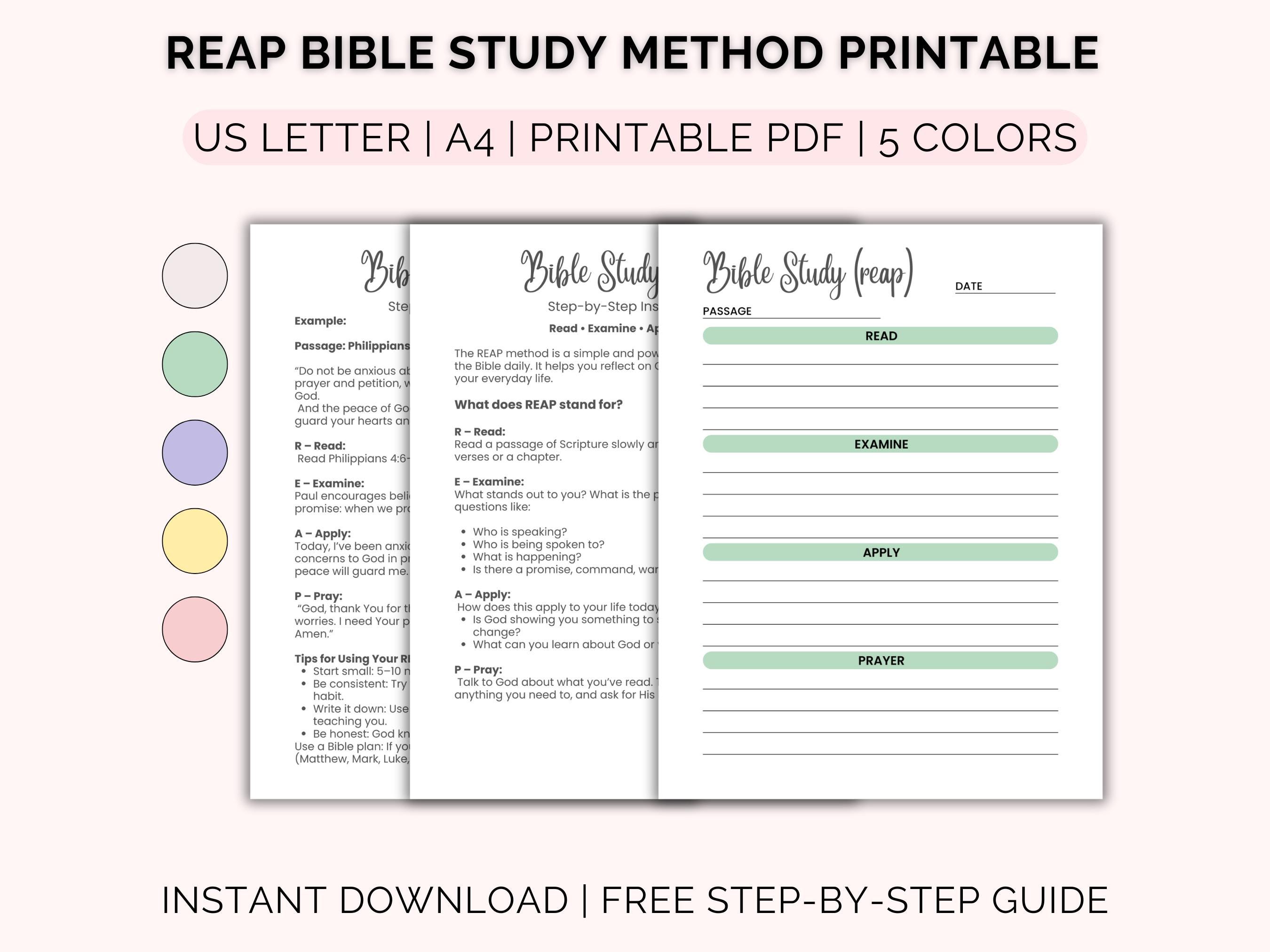REAP Bible Study Method Printable Worksheet, Scripture Study Template ...