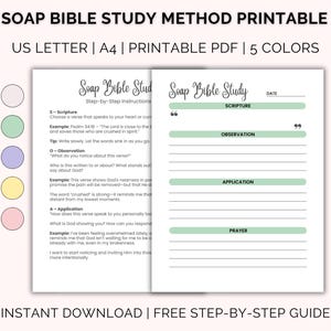 SOAP Bible Study Template Printable | SOAP Method Bible Verse Mapping | Bible Journaling | Free Step-by-Step Guide | A4 & US Letter