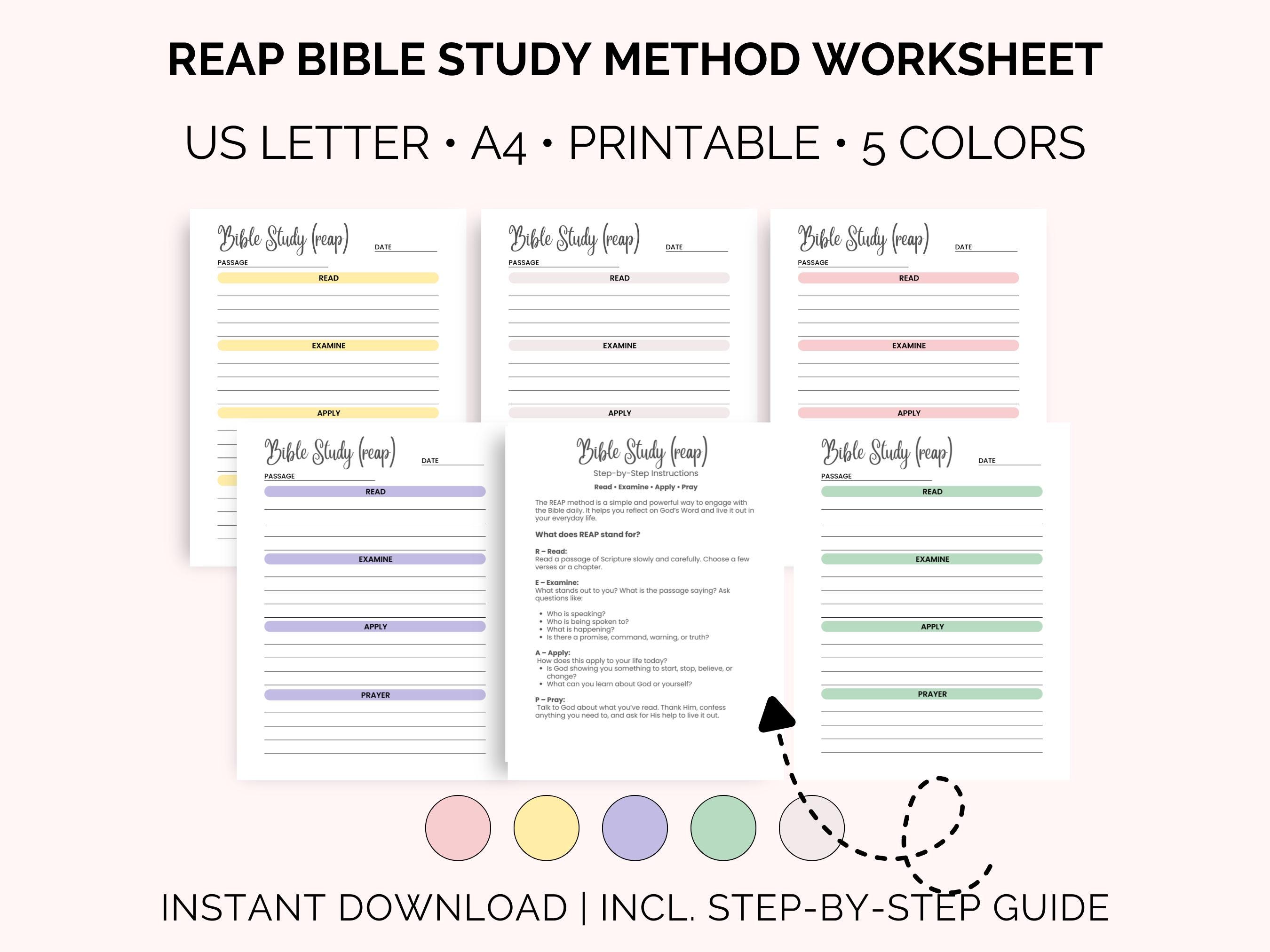REAP Bible Study Method Printable Worksheet, Scripture Study Template ...