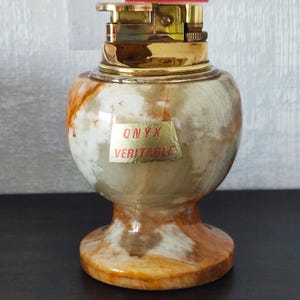 Vintage Onyx Gas Table Lighter from the 1960s