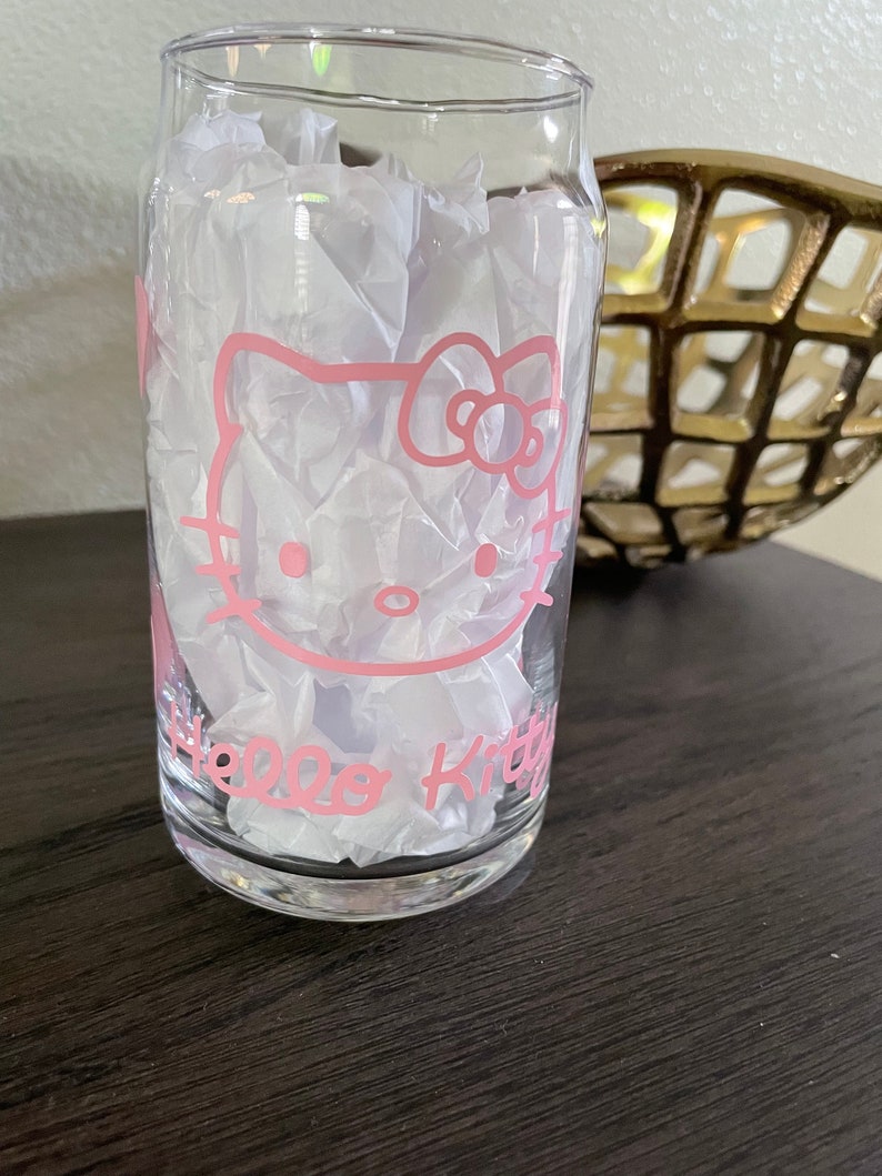 Hello Kitty Cup Beer Can Glass With Lid and Straw Cute Cup Etsy
